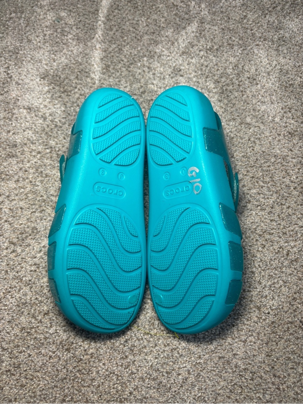 NEW Crocs Disney The Little Mermaid Ariel Isabella Glitter Jelly Sandals Teal J3 - Picture 3 of 6